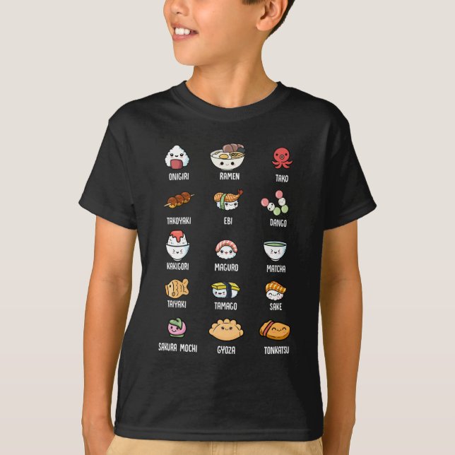 Cute Asian Food Kawaii Sushi Ris Fish Ramen Älskar T Shirt (Framsida)