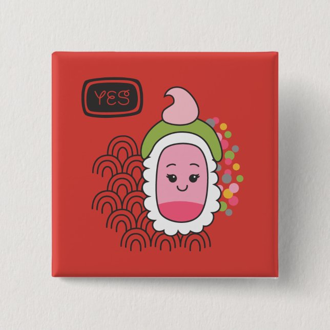 Cute Asian Kawaii Sushi Knapp (Framsida)