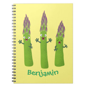 Cute asparagus singel vegetabilisk trio-tecknad anteckningsbok