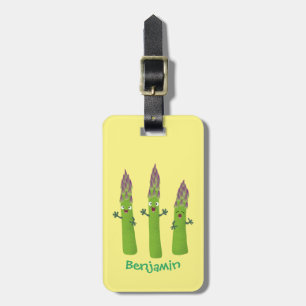 Cute asparagus singel vegetabilisk trio-tecknad bagagebricka