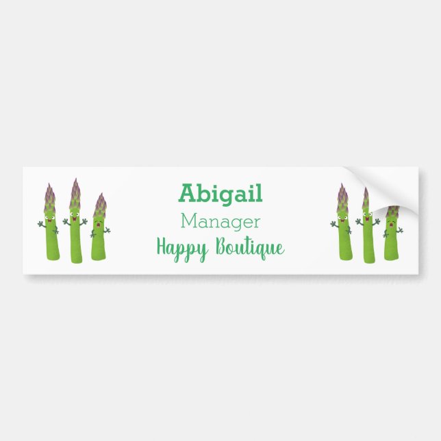 Cute asparagus singel vegetabilisk trio-tecknad bildekal (Framsidan)