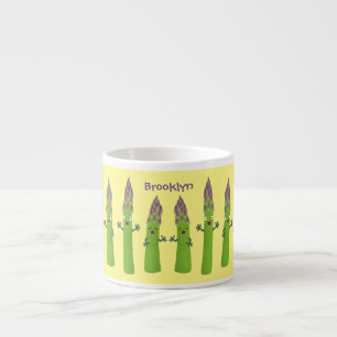 Cute asparagus singel vegetabilisk trio-tecknad espressomugg