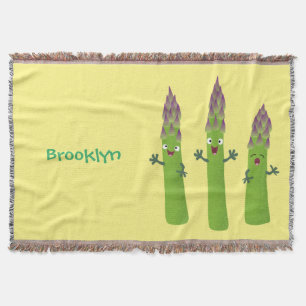 Cute asparagus singel vegetabilisk trio-tecknad filt