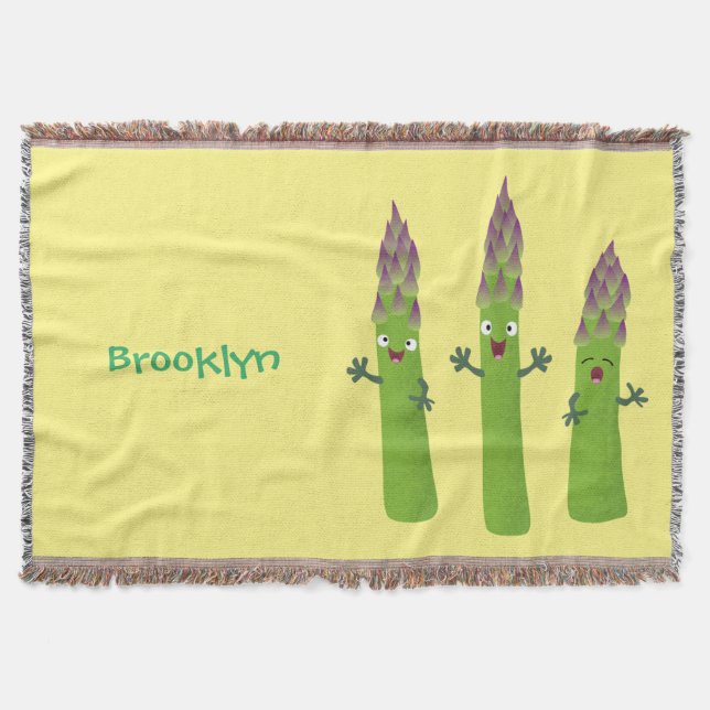 Cute asparagus singel vegetabilisk trio-tecknad filt (Framsidan)