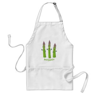 Cute asparagus singel vegetabilisk trio-tecknad förkläde