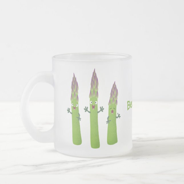 Cute asparagus singel vegetabilisk trio-tecknad frostad glasmugg (Vänster)