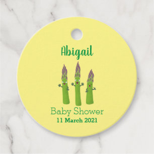 Cute asparagus singel vegetabilisk trio-tecknad gåvor etiketter