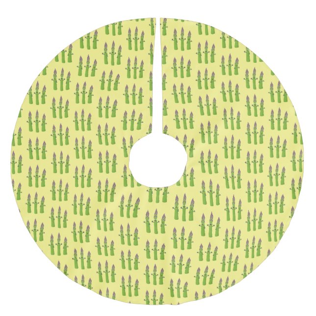 Cute asparagus singel vegetabilisk trio-tecknad julgransmatta borstad polyester (Framsidan)