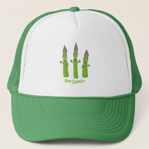 Cute asparagus singel vegetabilisk trio-tecknad keps