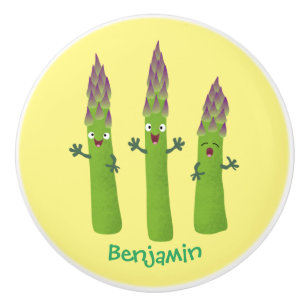 Cute asparagus singel vegetabilisk trio-tecknad knopp