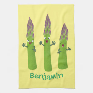 Cute asparagus singel vegetabilisk trio-tecknad kökshandduk