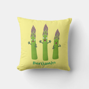 Cute asparagus singel vegetabilisk trio-tecknad kudde