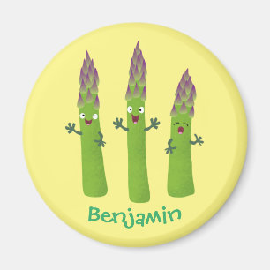 Cute asparagus singel vegetabilisk trio-tecknad magnet