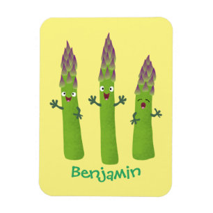 Cute asparagus singel vegetabilisk trio-tecknad magnet
