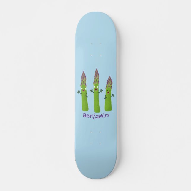 Cute asparagus singel vegetabilisk trio-tecknad mini skateboard bräda 18,5 cm (Framsida)