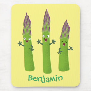Cute asparagus singel vegetabilisk trio-tecknad musmatta