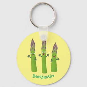 Cute asparagus singel vegetabilisk trio-tecknad nyckelring