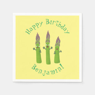 Cute asparagus singel vegetabilisk trio-tecknad pappersservett