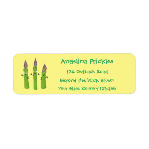 Cute asparagus singel vegetabilisk trio-tecknad returadress etikett
