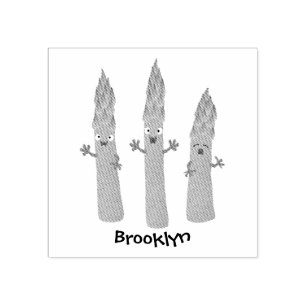 Cute asparagus singel vegetabilisk trio-tecknad stämpel