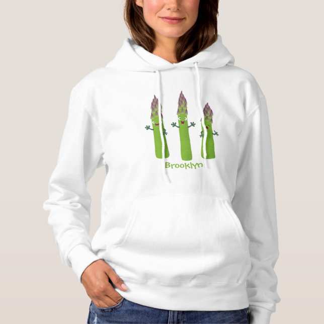Cute asparagus singel vegetabilisk trio-tecknad t shirt (Framsida)