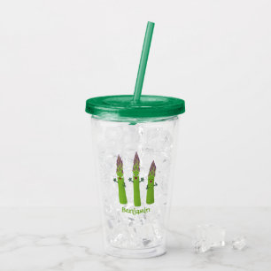 Cute asparagus singel vegetabilisk trio-tecknad take away mugg