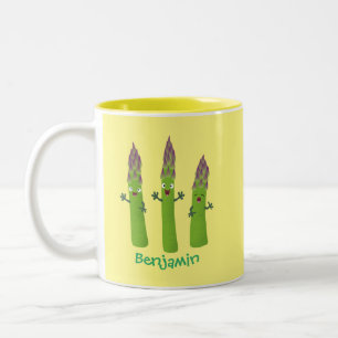 Cute asparagus singel vegetabilisk trio-tecknad Två-Tonad mugg