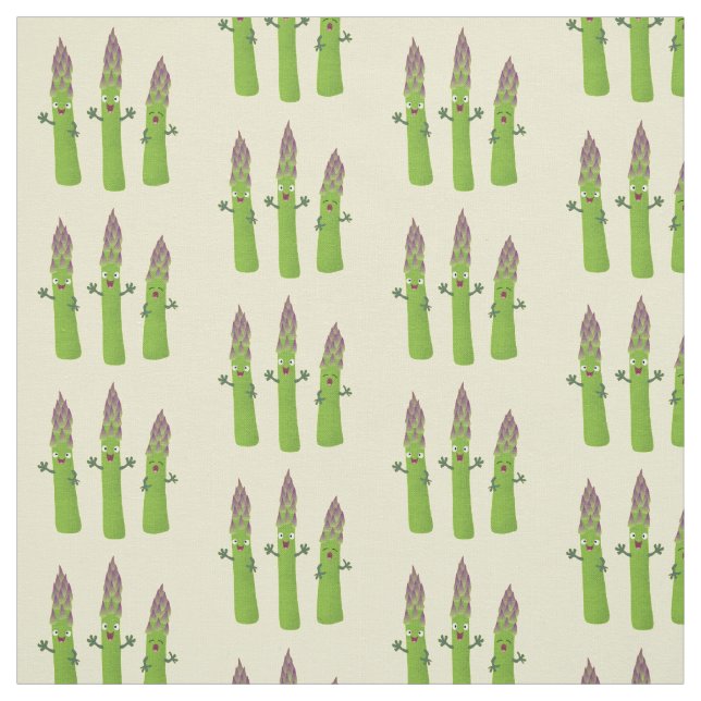 Cute asparagus singel vegetabilisk trio-tecknad tyg (Provkarta)