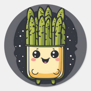 Cute Asparagus Veggie Runt Klistermärke