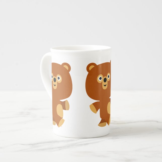 Cute Assertive Tecknad Bear Bone China Mugg Benporslin Mugg (Framsida vänster)