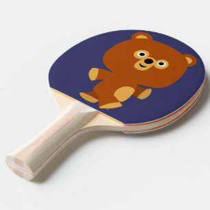 Cute Assertive Tecknad Bear Ping Pong Paddle Pingisracket