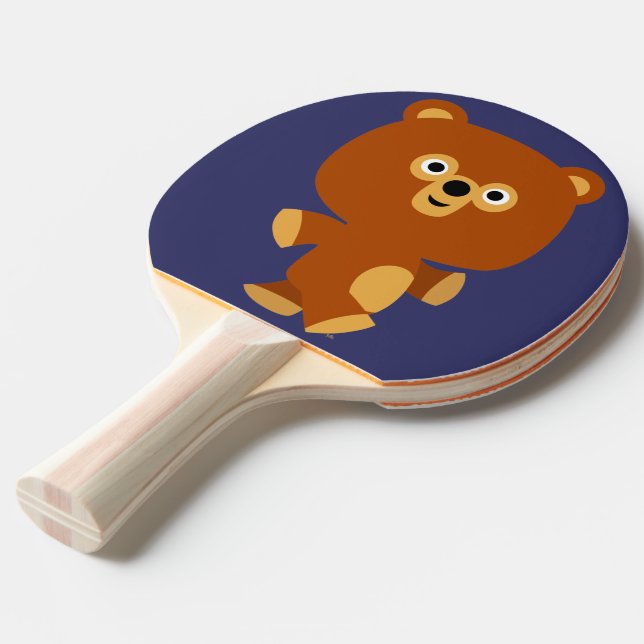 Cute Assertive Tecknad Bear Ping Pong Paddle Pingisracket (Frontvinkel)