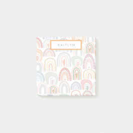 Cute Assorted Rainbow Mönster Monogram Post-it Block