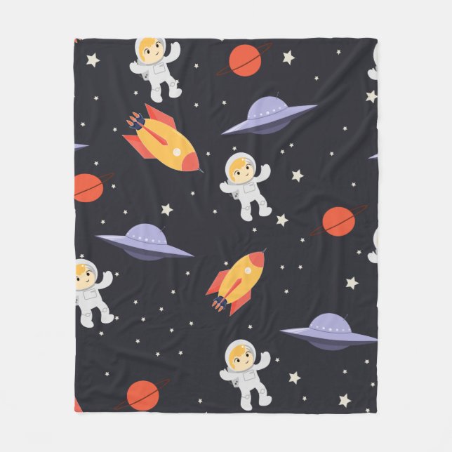 Cute Astro Mönster Fleecefilt (Framsidan)