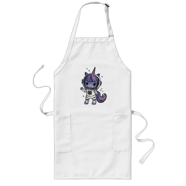 Cute Astro Unicorn Long Apron Långt Förkläde (Framsidan)