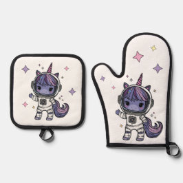 Cute Astro Unicorn Oven Mitts