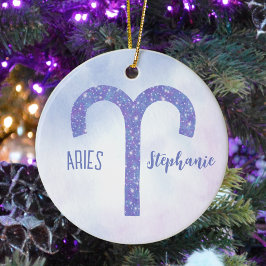 Cute Astrology Signera Anpassningsbar Lila jul Julgransprydnad Keramik