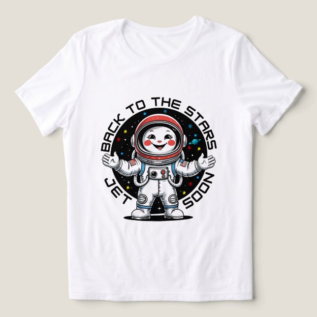 Cute astronaut back to the stars design  t shirt (Design Framsida)