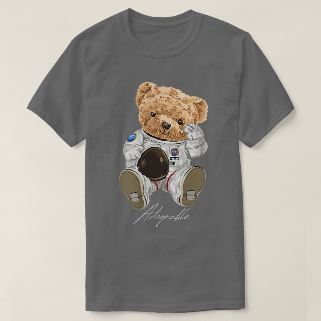 Cute Astronaut Bear Adograble T Shirt (Design framsida)