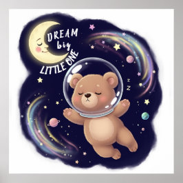 Cute Astronaut Bear, Nursery Anpassade Poster