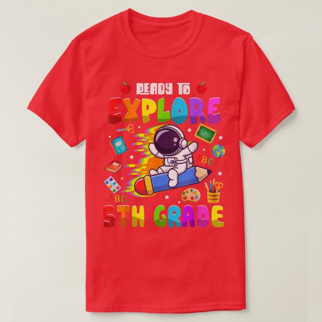 Cute Astronaut Boys Girls Redo till Explore 5th Gr T Shirt (Design framsida)