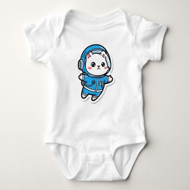 Cute Astronaut Cat Custom Photo Baby Bodysuit T Shirt (Framsida)
