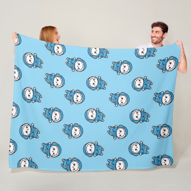 Cute Astronaut Cat Custom Photo Fleece Blanket (På plats)