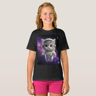 Cute Astronaut Cat in Space - 3D Cosmic Galaxy T Shirt