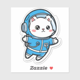 Cute Astronaut Cat Kawaii Sticker 4x4 Klistermärken