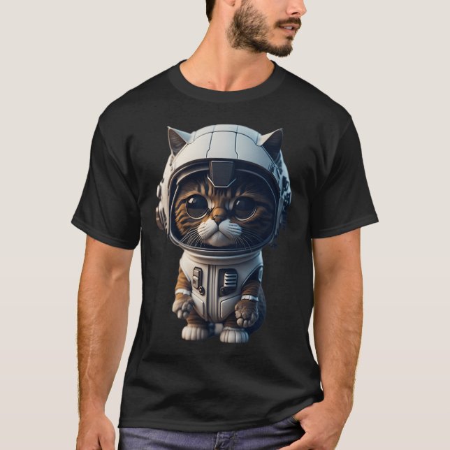 Cute Astronaut Cat T Shirt (Framsida)