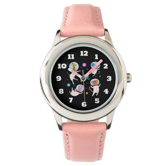 Cute Astronaut-djur Flytande i rymden Armbandsur (Framsida)