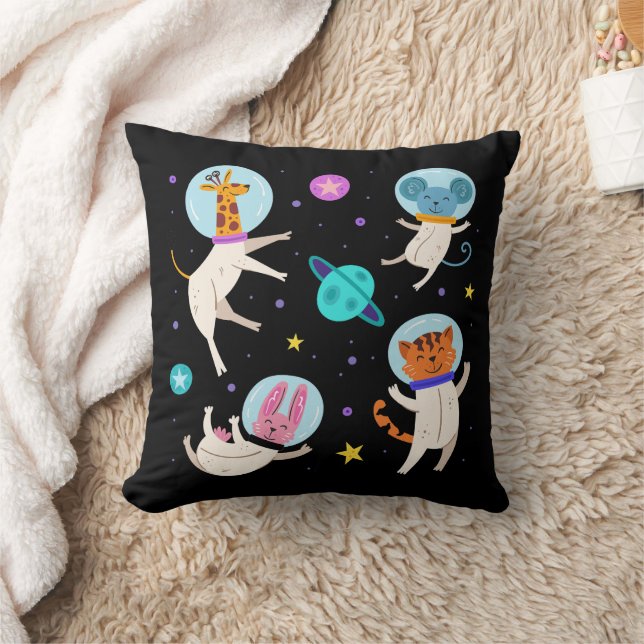 Cute Astronaut-djur Flytande i rymden Kudde (Filt)