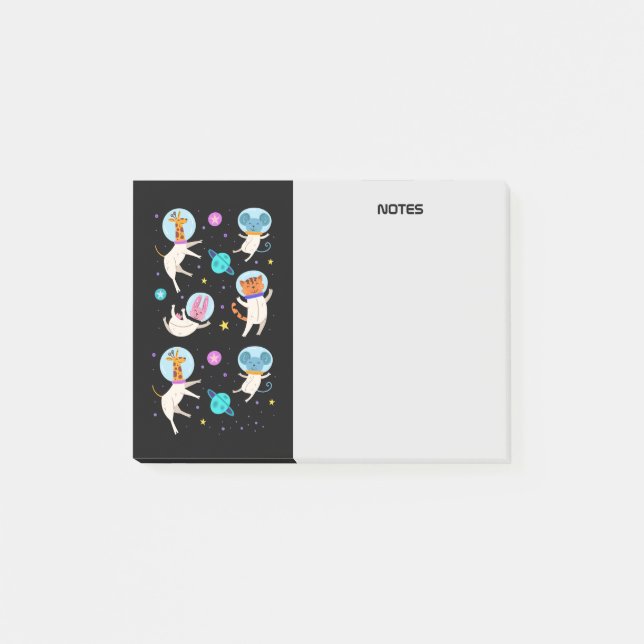 Cute Astronaut-djur Flytande i rymden Post-it Block (Framsida)