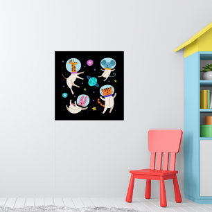 Cute Astronaut-djur Flytande i rymden Poster
